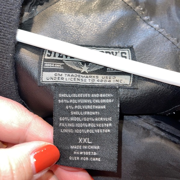 Steve & Barry's Mens Chevy Black Faux Leather & Fabric Bomber Jacket  XX… - Picture 5 of 11